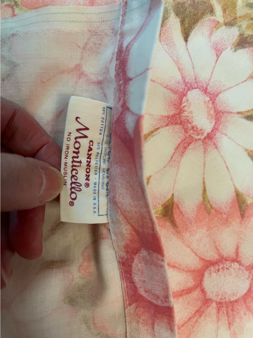 Vintage Cannon Monticello Floral Cotton flat top sheet percale